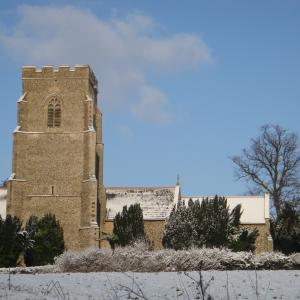Clopton church in snow © P Raffell