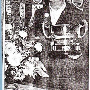 Mrs EV Bull with Elsie French memorial cup 1965