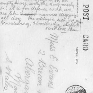 Clopton church postcard c.1940 reverse