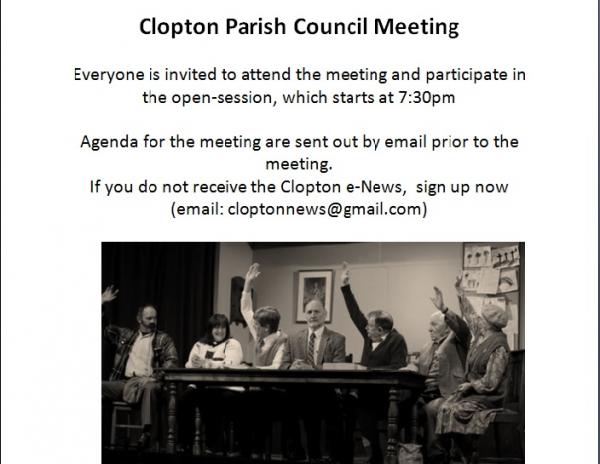 Clopton Parish Council Meeting poster