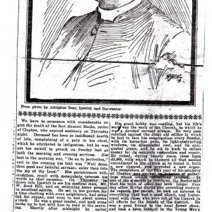 1906 newsp cutting Rev. Hooke death 26 June 1906 1