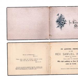 Rev Samuel Hooke RIP card